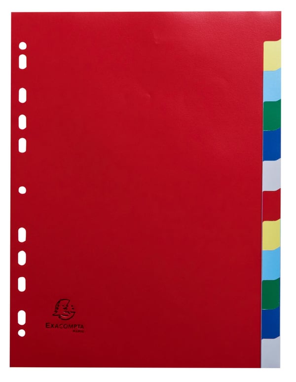 Exacompta 50x PP inddelere, A4, 12 dele - assorterede farver 3012E