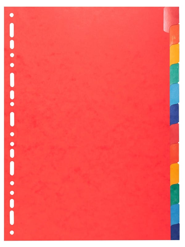 Exacompta 15x Dividers Premium Pressboard, A4, 225gsm, 12 dele - assorterede farver 2212E