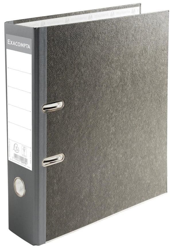 Exacompta 10x Brevordner med stansning, A4, 70mm ryg - Grå-back grå 52070E