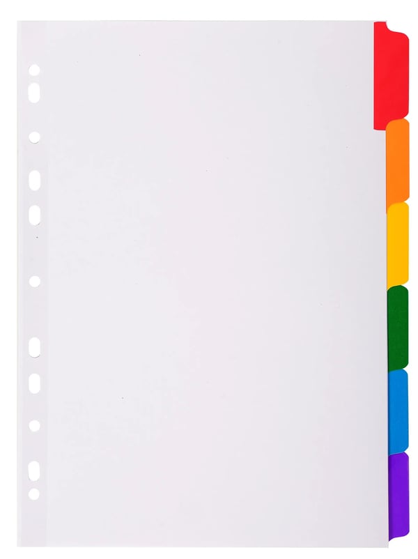 Exacompta 20x Dividers, A4, 160gsm, 6 dele - hvid 2306E