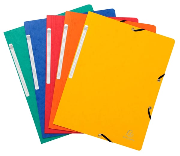Exacompta 50x Elastikmappe uden klap 355gsm hårdt blankt meleret pressepap - A4-størrelse - assorterede farver 55410E
