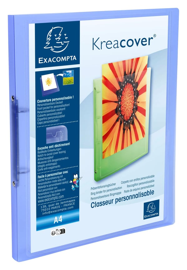Exacompta 20x Kreacover PP Soft Chromaline Ringbind, A4, 2O ringe 15mm - assorterede farver 54969E
