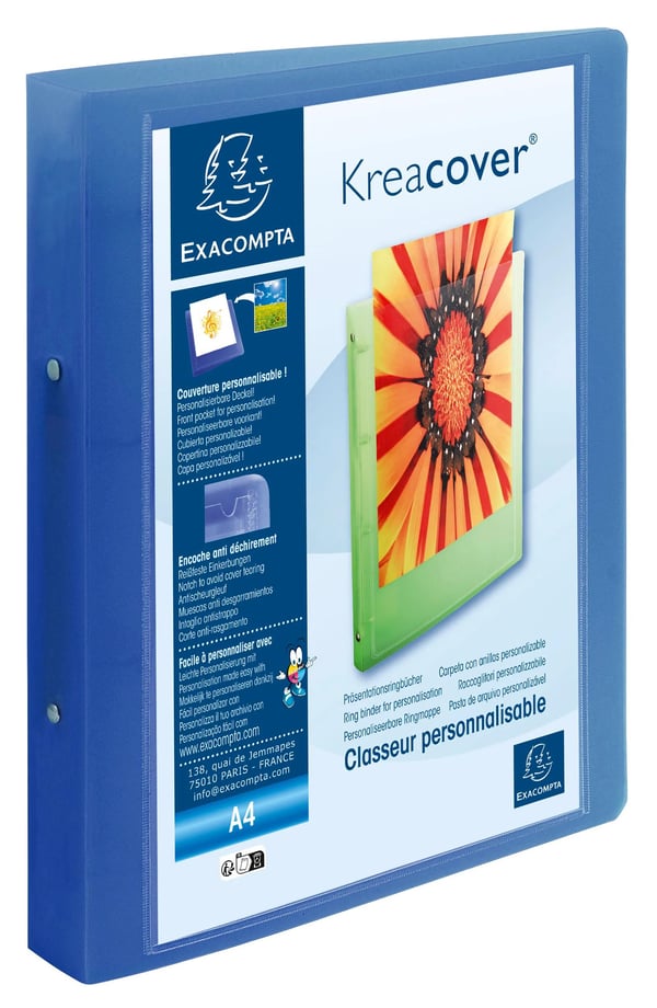 Exacompta 12x Krea Cover Ringbind Rigid Cover, PP, 2O Ringe 30mm, A4 Maxi - assorterede farver 54869E
