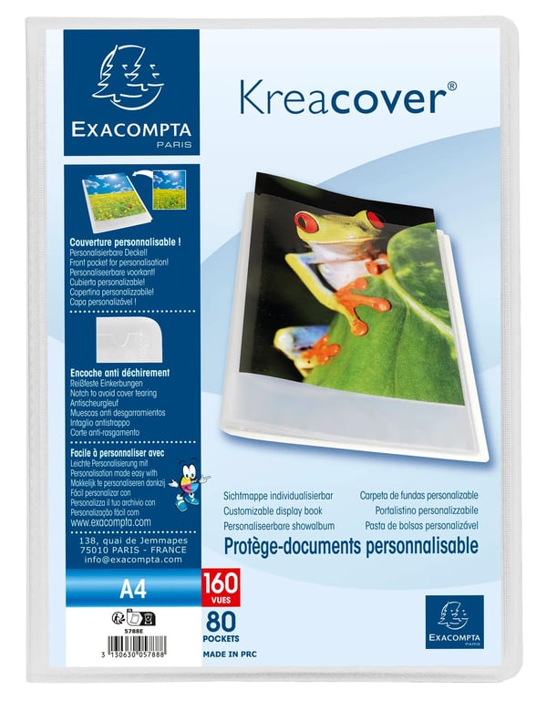 Exacompta 8x Kreacover Display Book PP A4 80 Pkt. - farveløs 5788E