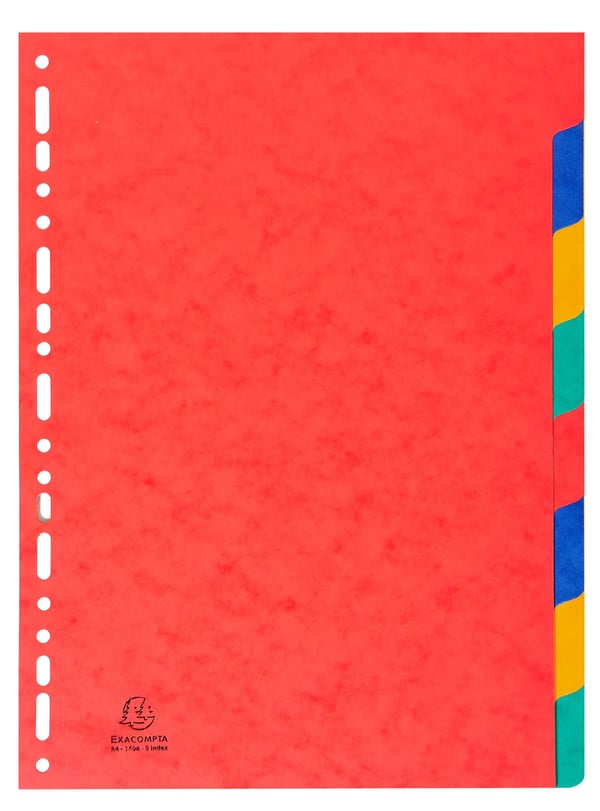 Exacompta 25x Dividers Pressboard, A4, 225gsm, 8 dele - assorterede farver 1408E