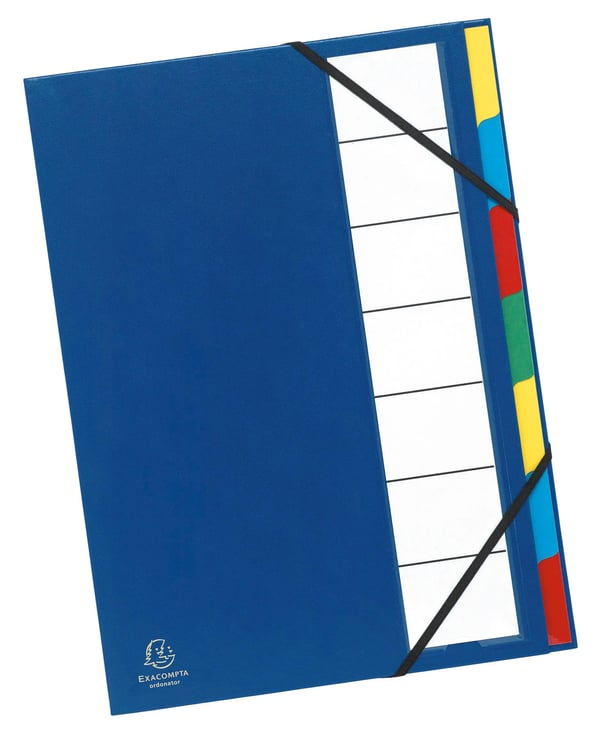 Exacompta 6x Flerdelte mappe Ordonator med ekspanderbar ryg og stift omslag, 7 rum, 7 rum - assorterede farver 55320E