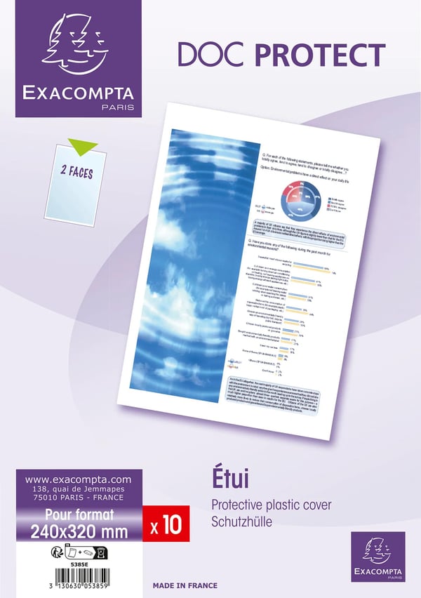 Exacompta 5x Doc Protect PVC enkelt A4 beskyttelsesaerme - Krystal 5385E