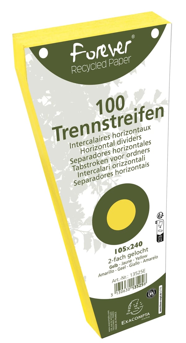 Exacompta 6x Forever Recycled Trapezoidal vandrette opdelere (til A4) - Gul 13525E