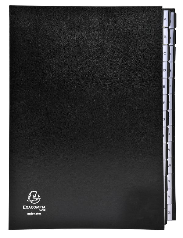Exacompta Flerdelte mapper Ordonator 26 alfabetiske faner fra A til Z - A4 - Sort 621265E