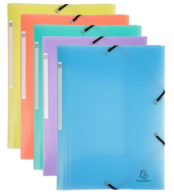 Exacompta 25x Chromaline Pastel Elastikmappe med 3 klapper A4 - assorterede farver 55170E