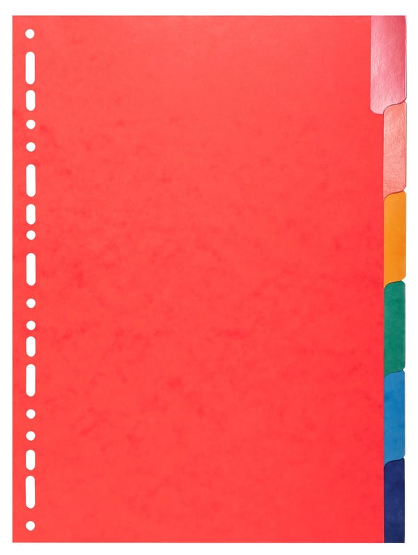 Exacompta 25x Dividers Premium Pressboard, A4, 225gsm, 6 dele - assorterede farver 2206E