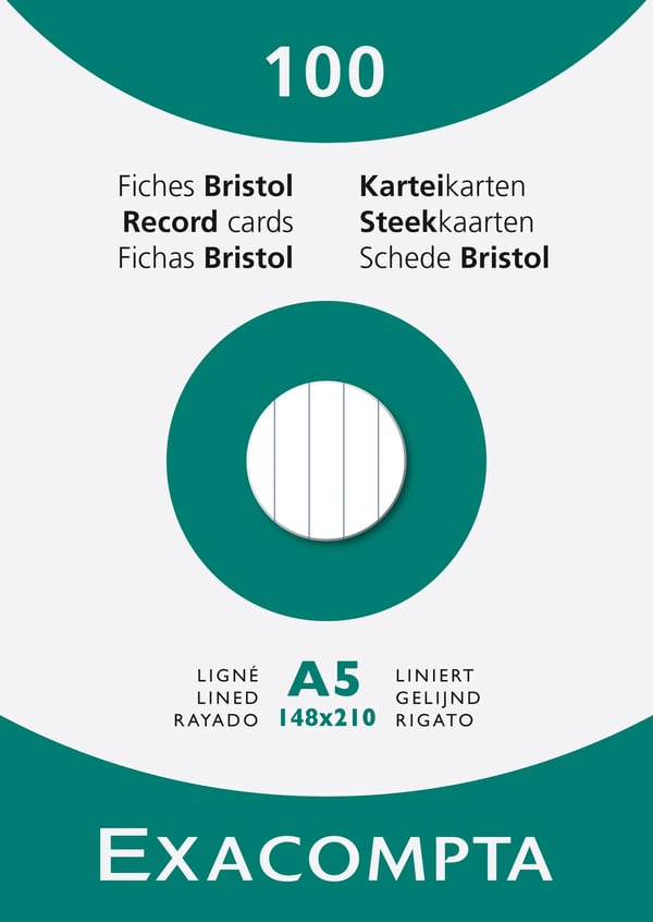 Exacompta 10x A5 pladekort linjeret - hvid 13808B