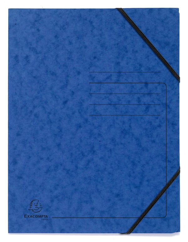 Exacompta 25x Elastikmappe uden klap 355gsm, A4 - Blå 555412E Exacompta 25x Elastikmappe uden klap 355gsm, A4 - Blå 555412E
