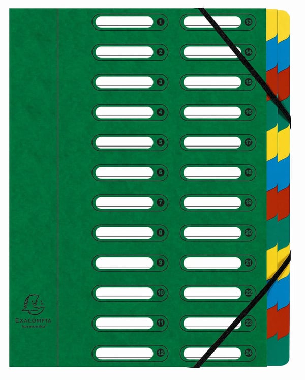 Exacompta 4x Multipart Harmonika File, 24 rum, A4 - Grøn 55243E