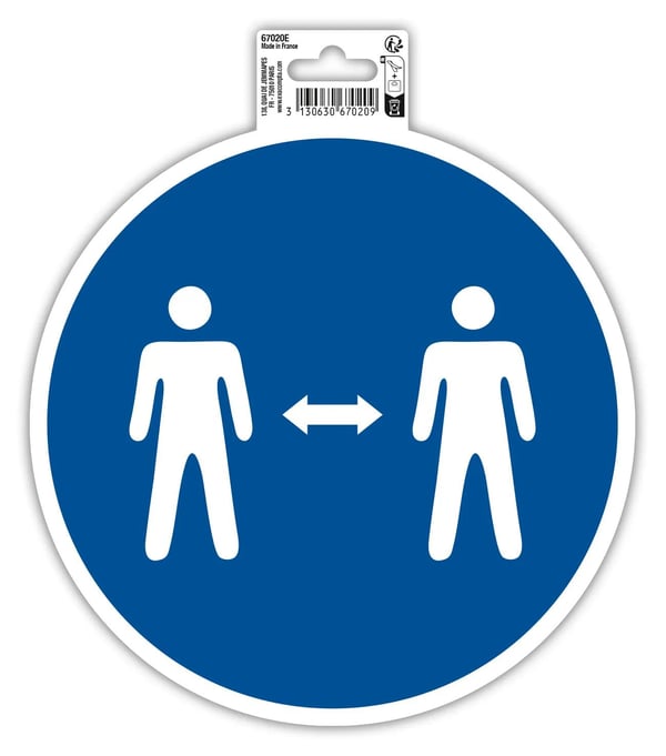 Exacompta Selvklaebende skilt til sikker afstandsafstand (20 cm) - Blå 67020E