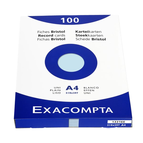 Exacompta Pakke med 100 pladekort i elfenben 210X297 almindelig - Himmelblå 13316E