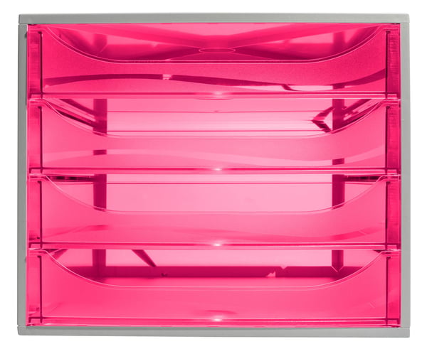Exacompta ECOBOX Economy skuffesaet (4 skuffer) - Hindbær 228654D