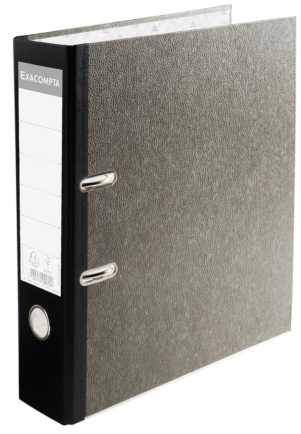 Exacompta 20x Prem Touch Brevordner, A4, 80mm ryg - Grå-sort ryg 9074B
