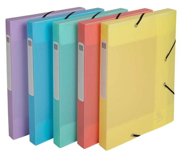 Exacompta 8x Chrom Pastel Box File File A4 25mm PP 0.7mm - assorterede farver 59170E