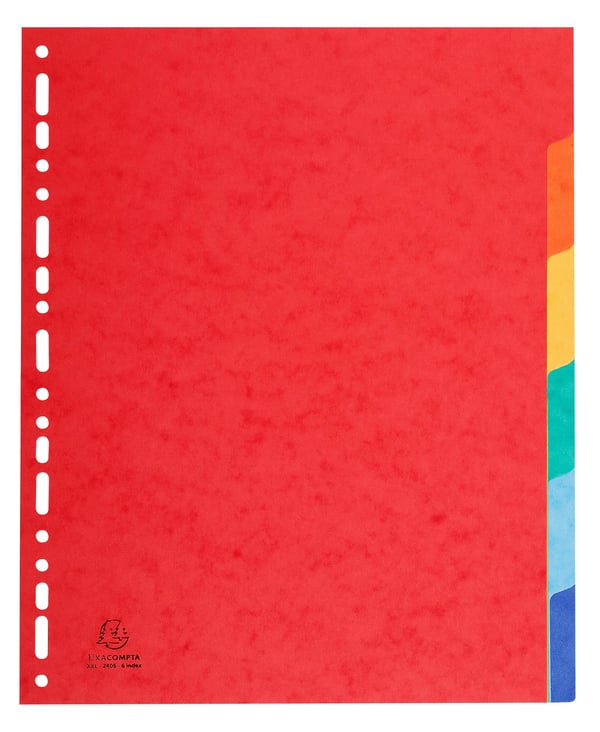 Exacompta 25x Skillevaegge, A4 Maxi, 400gsm, 6 dele - assorterede farver 2606E