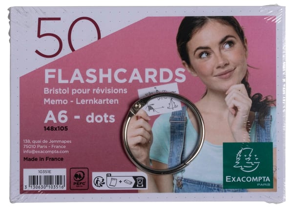 Exacompta 19x Exacompta Flashcards Dot, A6 - hvid 10351E
