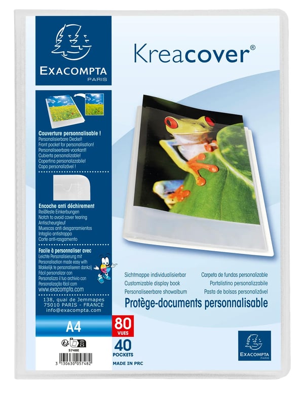 Exacompta 10x Kreacover PP Display Books, A4 - farveløs 5748E
