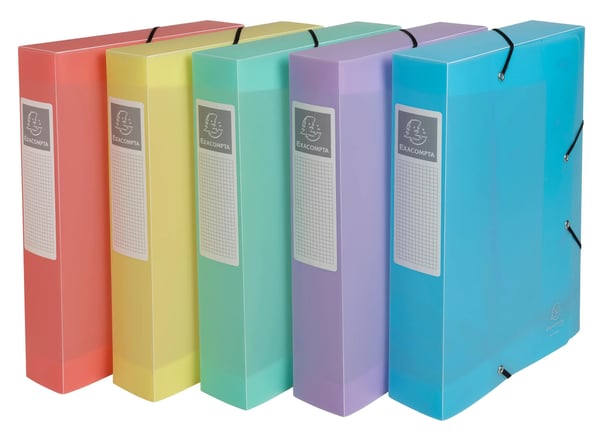 Exacompta 8x Chrom Pastel Box File A4 60mm PP 0.7mm - assorterede farver 59370E
