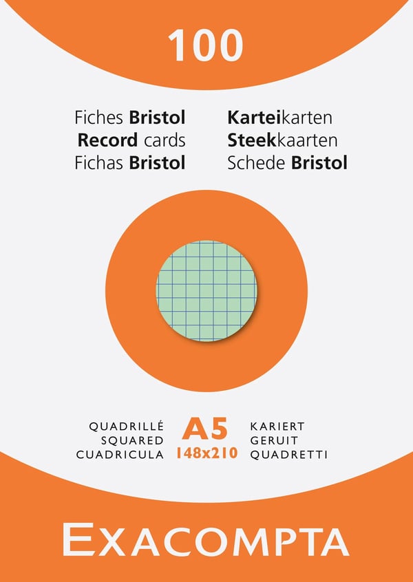 Exacompta 10x AEske med 100 pladskort - kvadratisk 148x210mm - assorterede farver 13378E