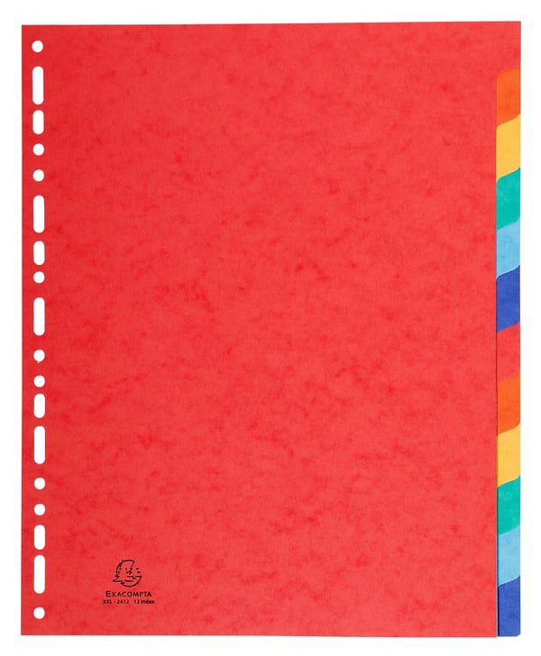 Exacompta 15x Skillevaegge, A4 Maxi, 400gsm, 12 dele - assorterede farver 2612E
