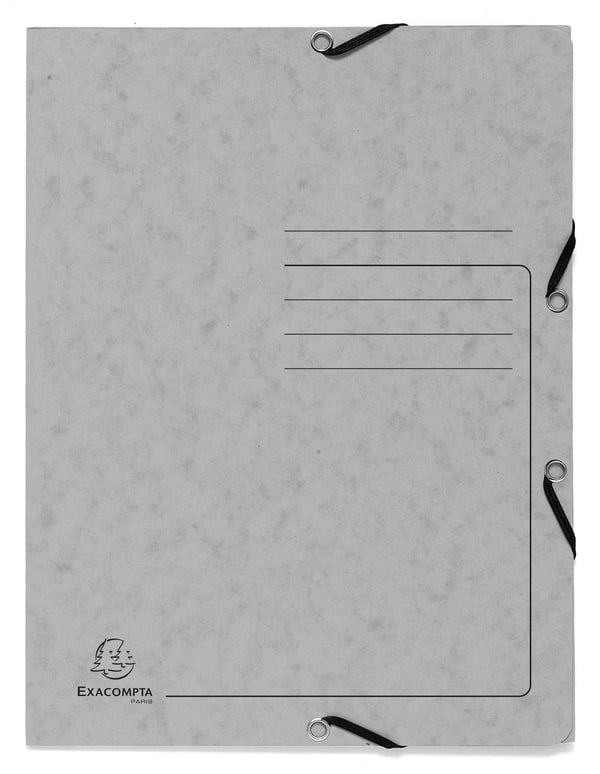 Exacompta 25x Elastisk mappe med 3 flapper 355gsm, A4 - Grå 55423E