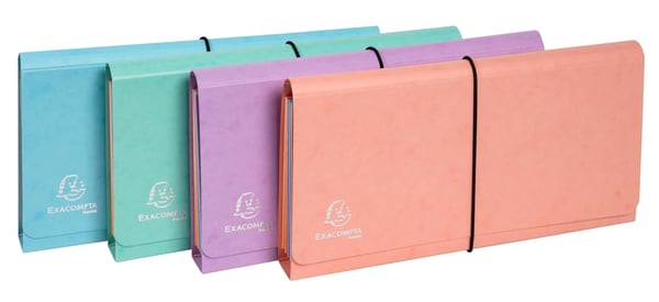 Exacompta 4x Aquarel Expanding Pocket Organiser - 26x13cm - assorterede farver 58660E
