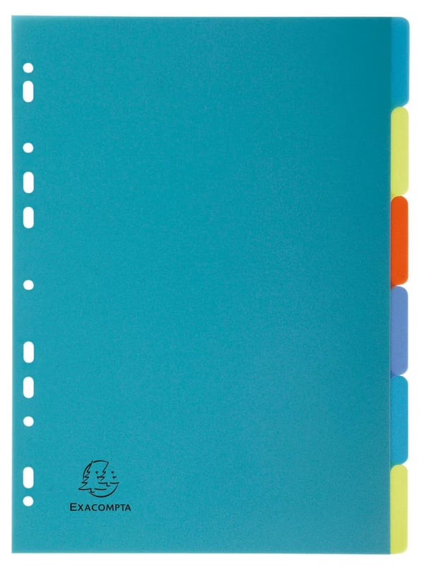 Exacompta 25x Forever Recycled PP Dividers, A4, 6 dele - assorterede farver 2706E