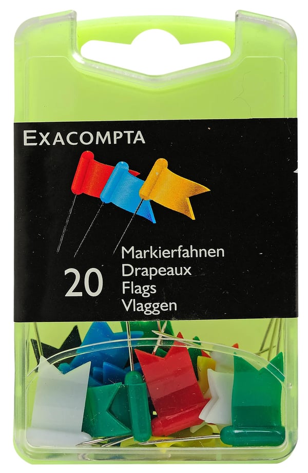 Exacompta flagmarkerings-/kortnåle - assorterede farver 14099E