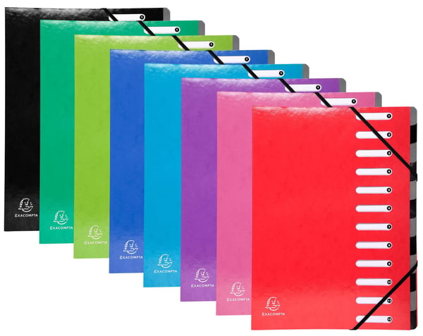Exacompta 8x Iderama Harmonika Multipart File, A4, 12 sektioner - assorterede farver 53929E