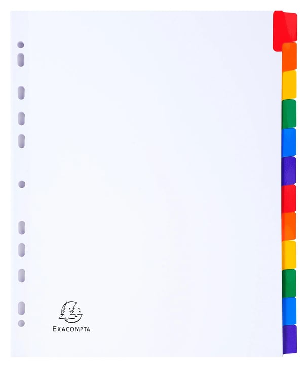 Exacompta 20x Dividers, A4 maxi, 160gsm, 12 dele - hvid 4312E