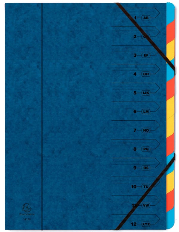 Exacompta 8x Multipart-mappe Pressboard 12 dele rød - Blå 54122E