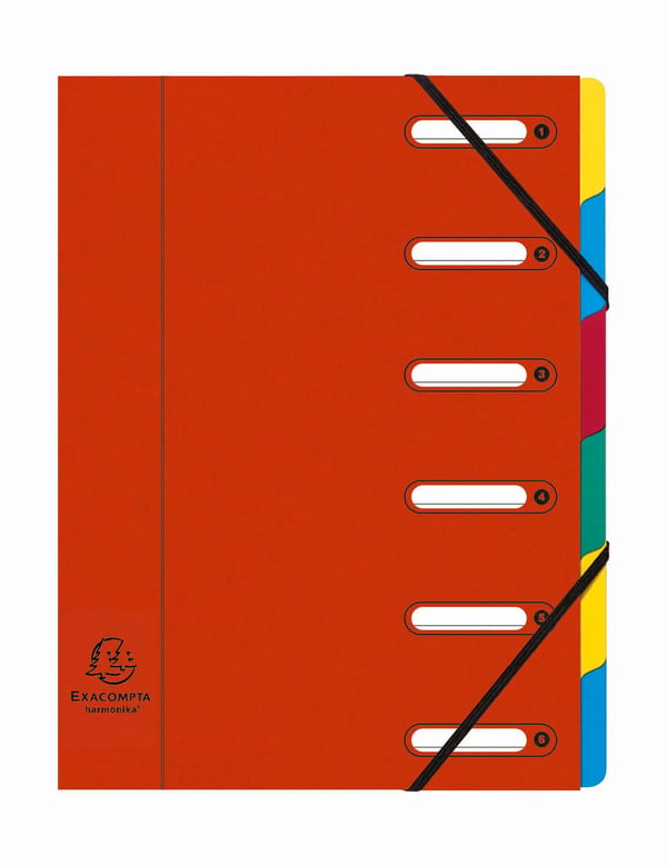Exacompta 8x Harmonika Multipart File (6 sektioner) - Rød 55065E