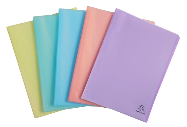 Exacompta 20x Chromaline Pastel Displaybog, 20 lommer halvstiv PP A4 - assorterede farver 88270E