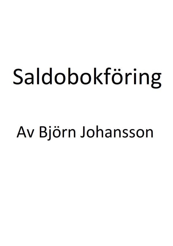 Saldobokföring (Kirja / Nidottu) Saldobokföring (Kirja / Nidottu)