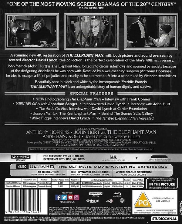 Elefantmanden / The Elephant Man (4K UHD + 2 Blu-ray)