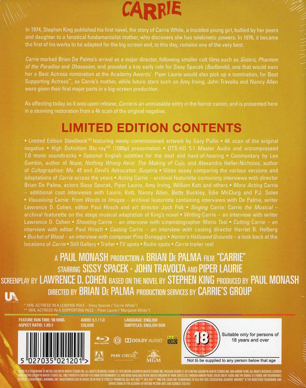 Carrie 1976 (Stephen King) (import) (Blu-ray / Limited Steelbook)