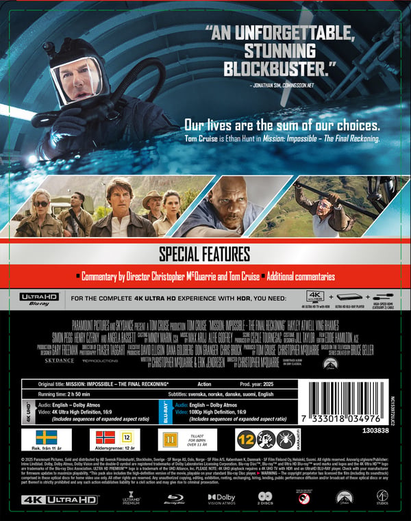Mission: Impossible 7 - Del 2: Final Reckoning (4K UHD + Blu-ray / Limited Steelbook)