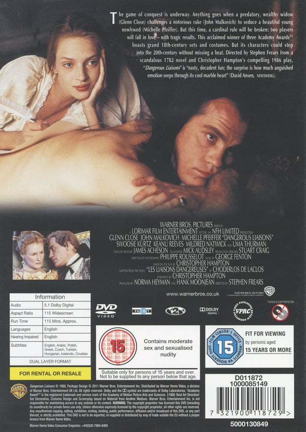 Farligt begær / Dangerous Liaisons (DVD)