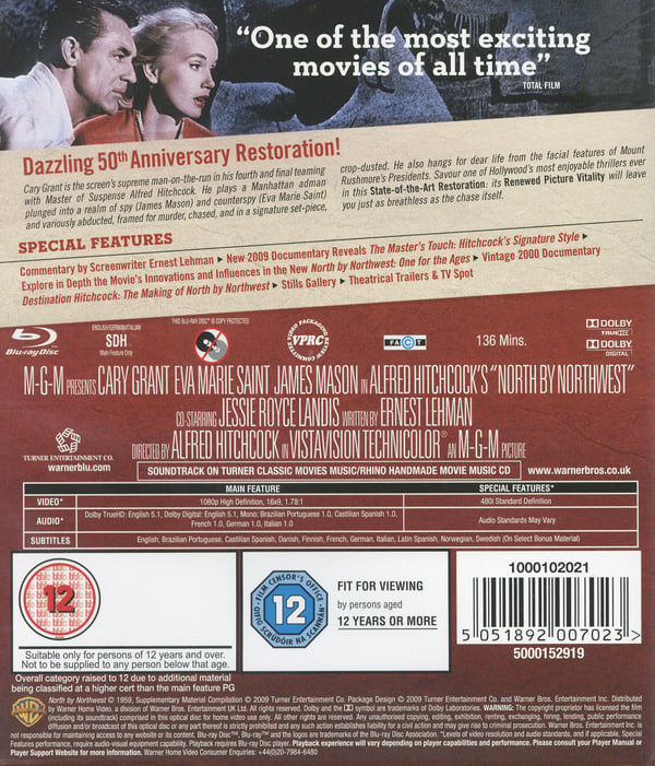 Hitchcock: I sidste øjeblik / North By Northwest (Blu-ray)
