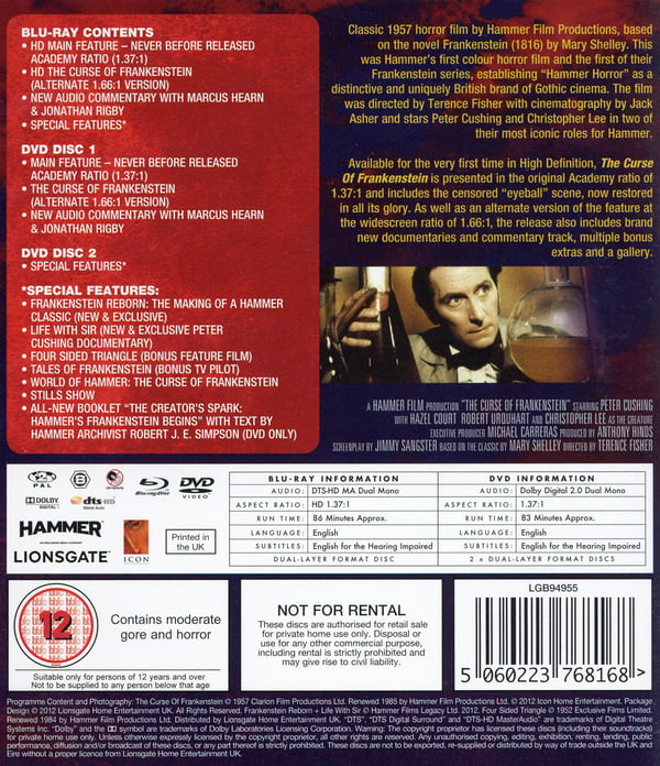 Frankensteins förbannelse (Blu-ray + DVD)