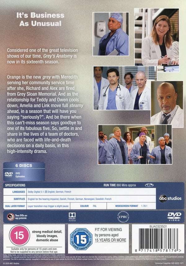 Greyn anatomia / Kausi 16 (6 DVD)