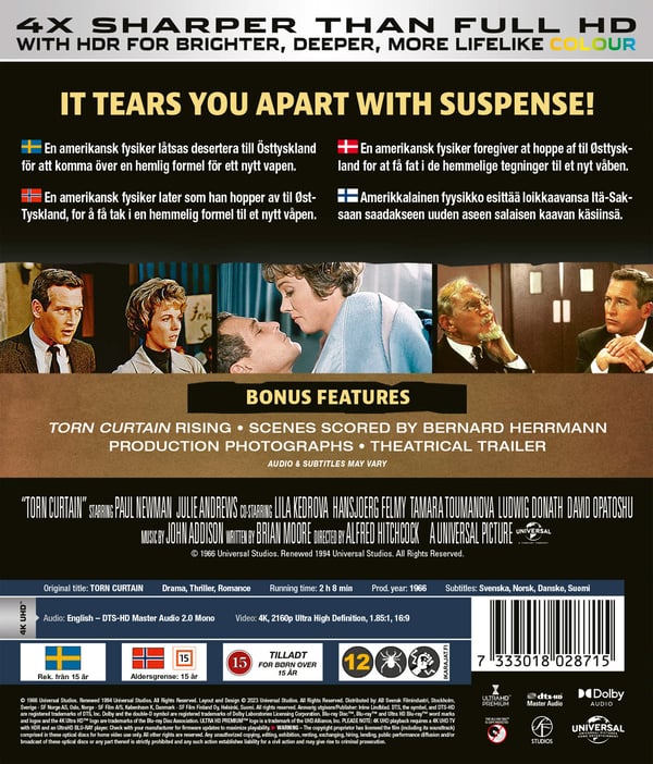 Hitchcock: Vuorinen verho / Torn Curtain / Torn Curtain (4K UHD)