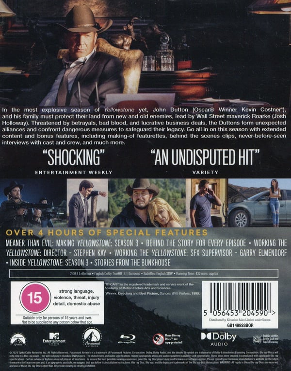 Yellowstone / Säsong 3 (3 Blu-ray)