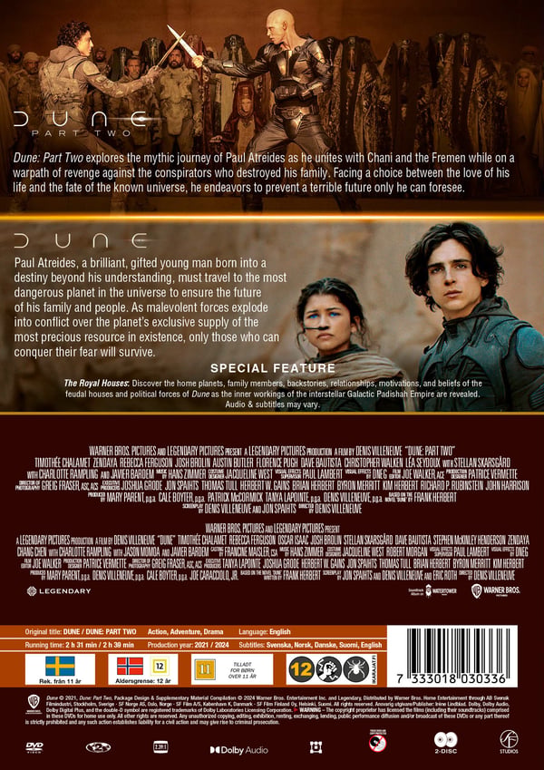Dune 1+2 / Dune: Part One (2021) & Part Two (2024) (2 DVD)