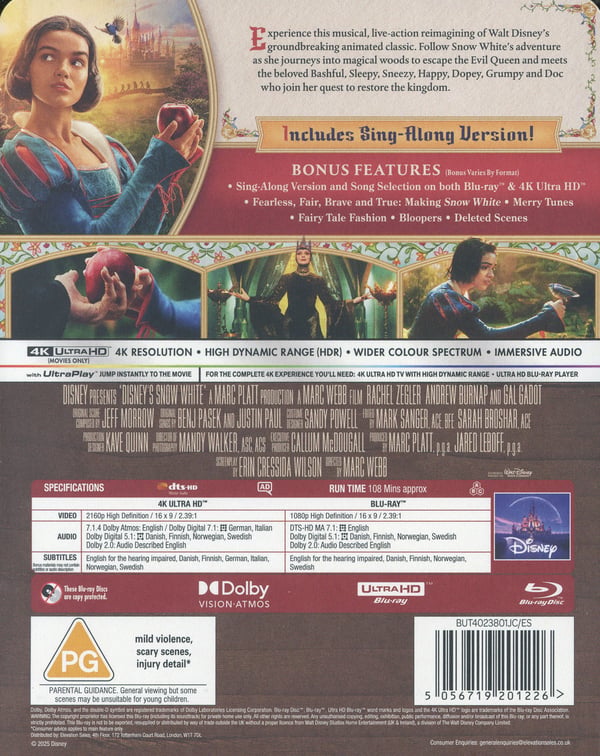 Snehvide / Snow White (2025) (4K UHD + Blu-ray / Limited Steelbook)